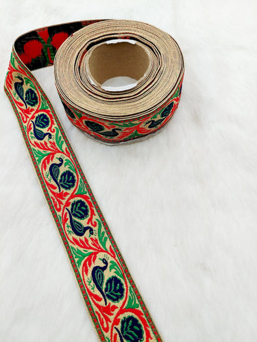 Polyester Jacquard Saree Border, Birds Woven Thread Work Trim, Jacquard Trimming Decorative Trim